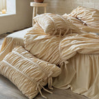 Bedding Set Cotton-Blend Gathered Ruffle & Ties