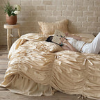 Bedding Set Cotton-Blend Gathered Ruffle & Ties