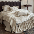 Bedding Set Cotton Blend Jacquard Relief Ruffles & Ribbon