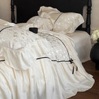 Bedding Set Cotton Blend Jacquard Relief Ruffles & Ribbon