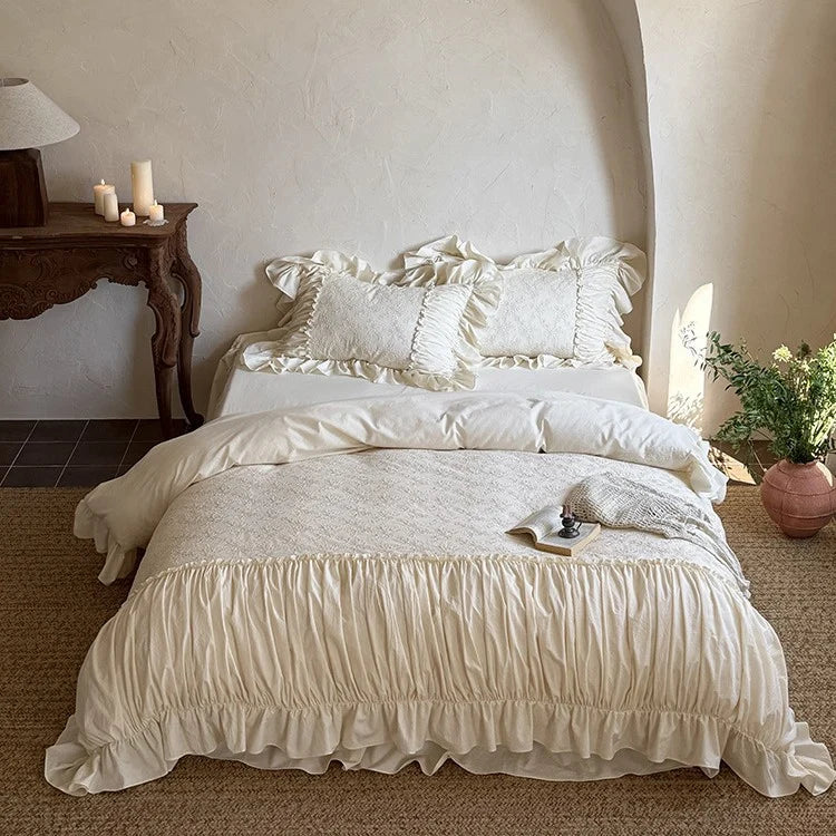 Bedding Set Cotton Embroidered Floral Jacquard
