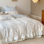 Bedding Set Cotton Embroidered Ruffle Integrated Bed Skirt
