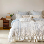 Bedding Set Cotton Embroidered Ruffle Integrated Bed Skirt