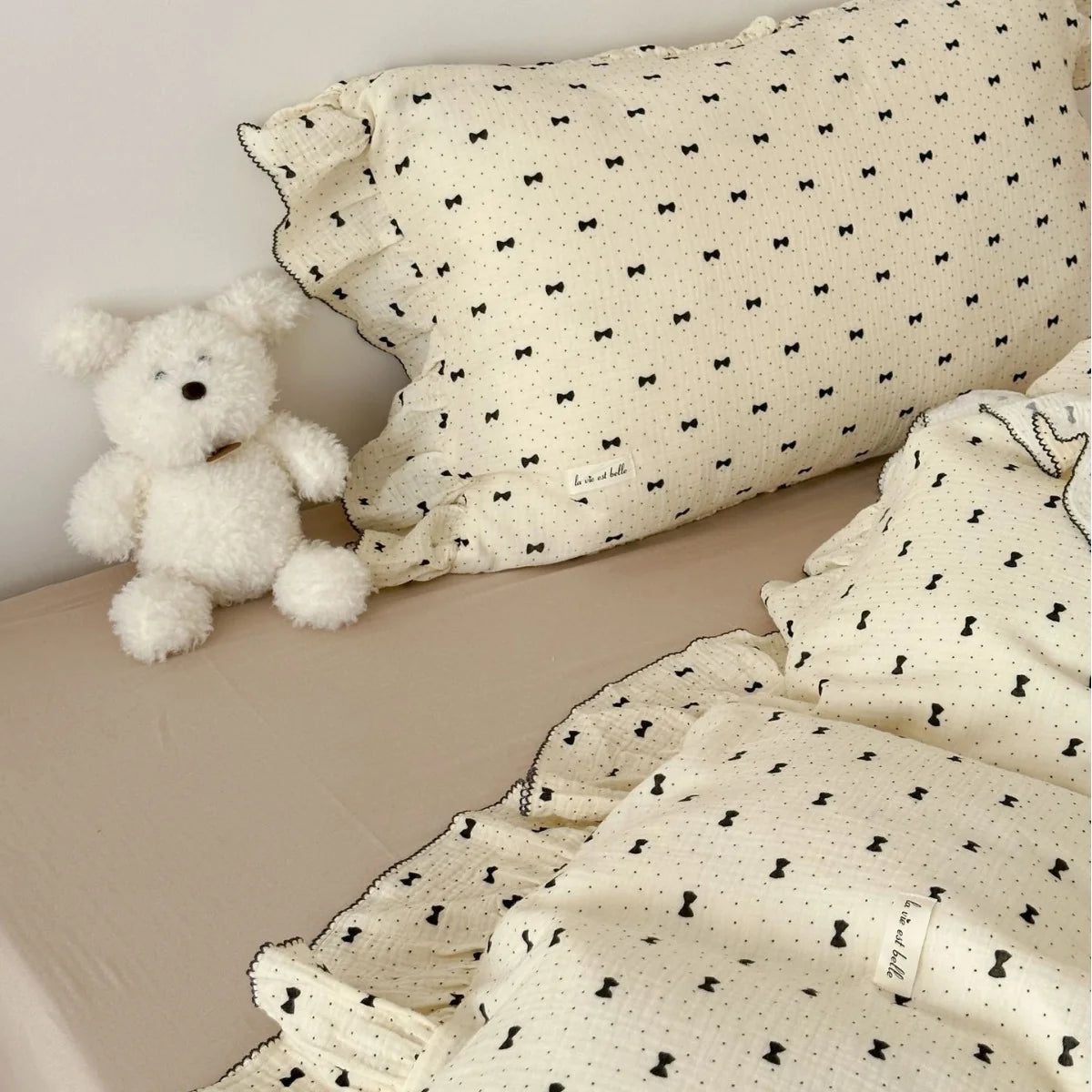 Bedding Set Cotton Gauze Breathable Ruffled Trim