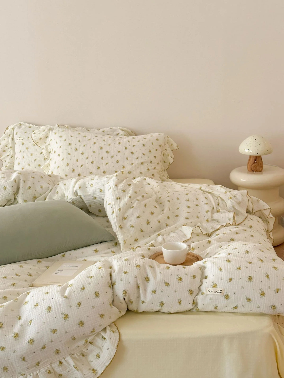 Bedding Set Cotton Gauze Breathable Ruffled Trim