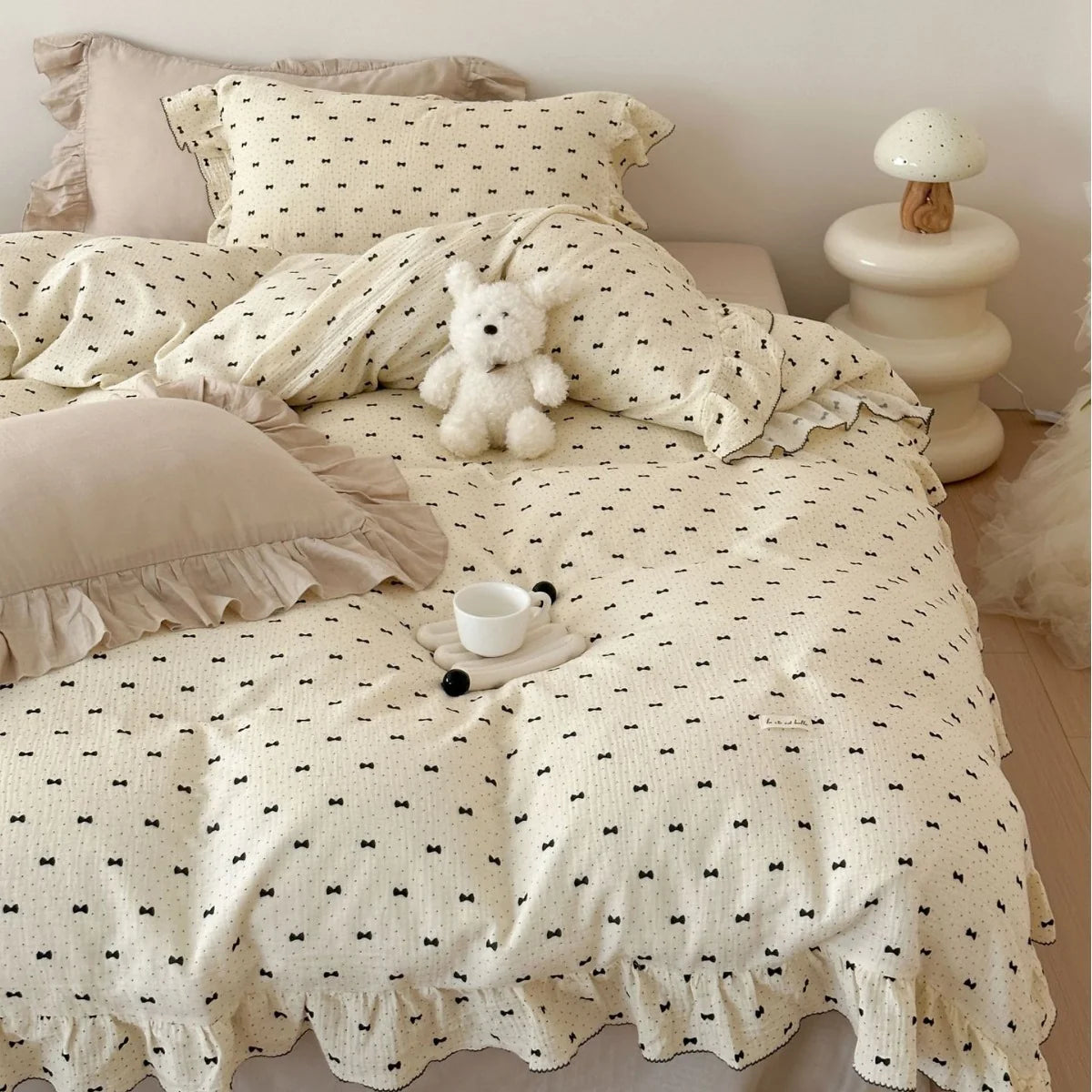 Bedding Set Cotton Gauze Breathable Ruffled Trim