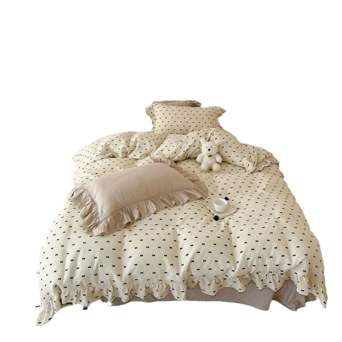 Bedding Set Cotton Gauze Breathable Ruffled Trim