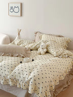 Bedding Set Cotton Gauze Breathable Ruffled Trim