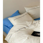 Bedding Set Cotton Gauze Embroidered Border Set of 4