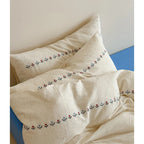 Bedding Set Cotton Gauze Embroidered Border Set of 4