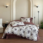 Bedding Set Cotton Gauze Floral & Ruffle Reversible 4-Piece