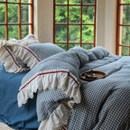 Bedding Set Cotton Gauze Quilted Lace Trim