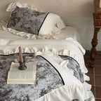 Bedding Set Cotton Gauze With Velvet Ruffle & Piping
