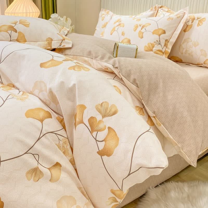 Bedding Set Cotton Ginkgo Pattern 4-Piece