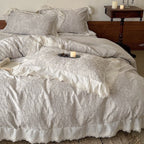 Bedding Set Cotton Jacquard Floral Relief 4 Piece Set