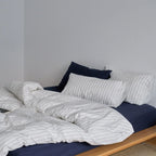 Bedding Set Cotton-Linen Blend Striped Concealed Zipper