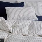 Bedding Set Cotton-Linen Blend Striped Concealed Zipper