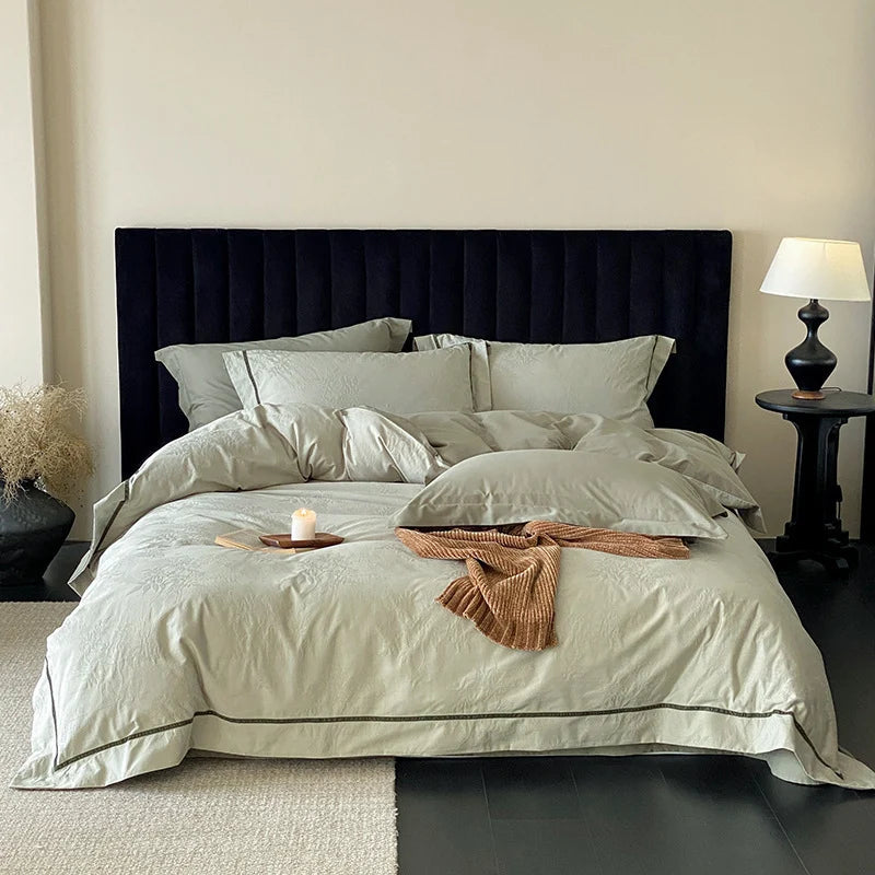 Bedding Set Cotton-Linen Breathable Piped Edges
