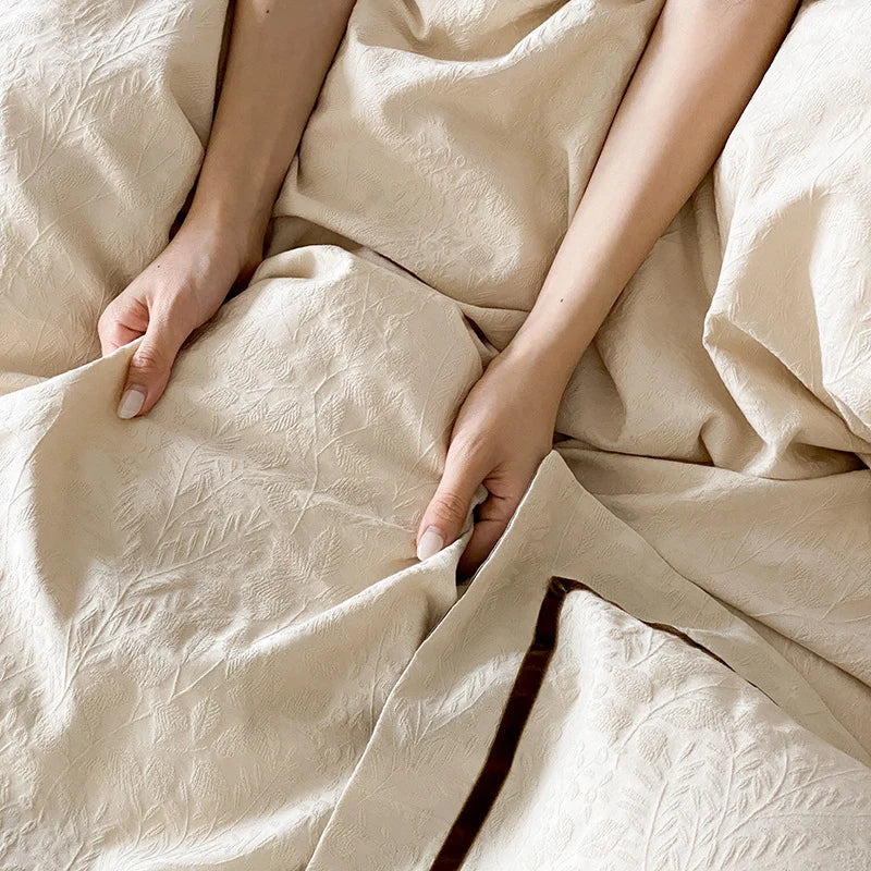 Bedding Set Cotton-Linen Breathable Piped Edges
