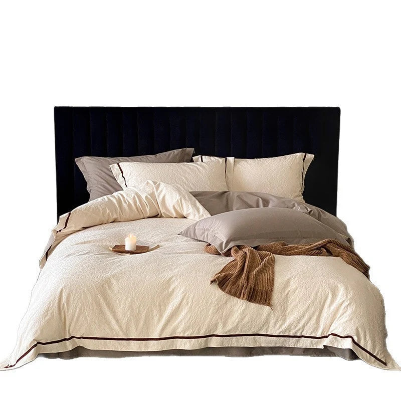 Bedding Set Cotton-Linen Breathable Piped Edges
