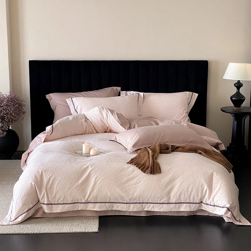 Bedding Set Cotton-Linen Breathable Piped Edges