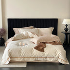 Bedding Set Cotton-Linen Breathable Piped Edges