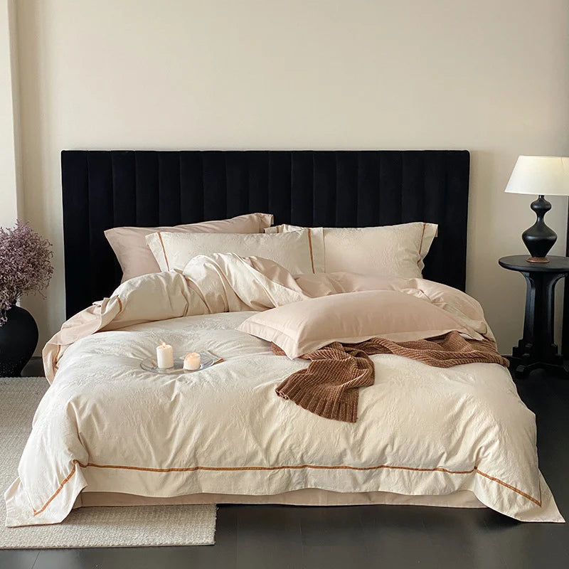 Bedding Set Cotton-Linen Breathable Piped Edges