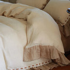 Bedding Set Cotton-Linen Breathable Ruffle & Lace Trim