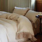 Bedding Set Cotton-Linen Breathable Ruffle & Lace Trim