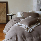 Bedding Set Cotton-Linen Breathable Ruffle & Lace Trim