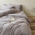 Bedding Set Cotton-Linen Floral Embroidery Bow-Closure Pillowcases