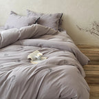 Bedding Set Cotton-Linen Floral Embroidery Bow-Closure Pillowcases