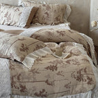 Bedding Set Cotton-Linen Quilted Floral Toile