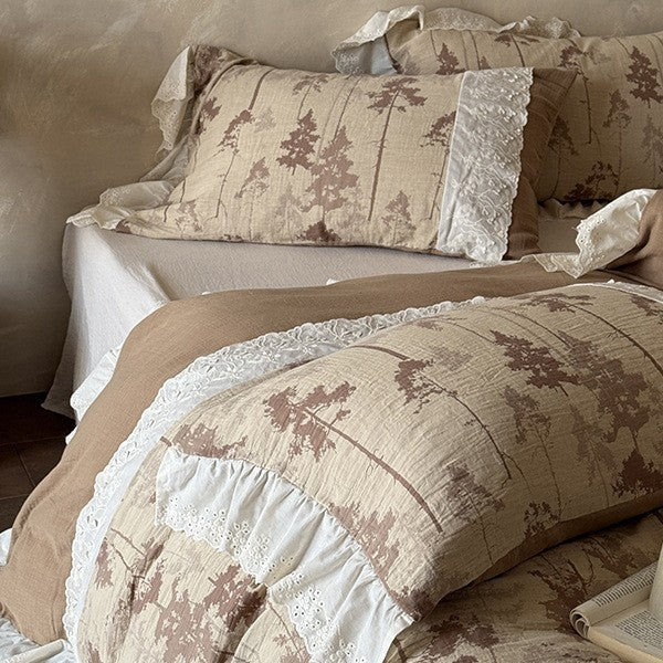 Bedding Set Cotton-Linen Quilted Floral Toile