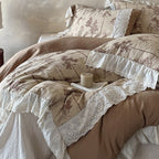 Bedding Set Cotton-Linen Quilted Floral Toile