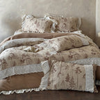 Bedding Set Cotton-Linen Quilted Floral Toile