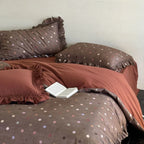 Bedding Set Cotton-Linen Reversible Polka Dot & Ruffled Edges