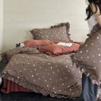Bedding Set Cotton-Linen Reversible Polka Dot & Ruffled Edges