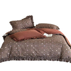 Bedding Set Cotton-Linen Reversible Polka Dot & Ruffled Edges
