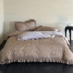 Bedding Set Cotton-Linen Reversible Polka Dot & Ruffled Edges