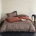 Bedding Set Cotton-Linen Reversible Polka Dot & Ruffled Edges