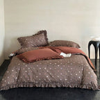 Bedding Set Cotton-Linen Reversible Polka Dot & Ruffled Edges