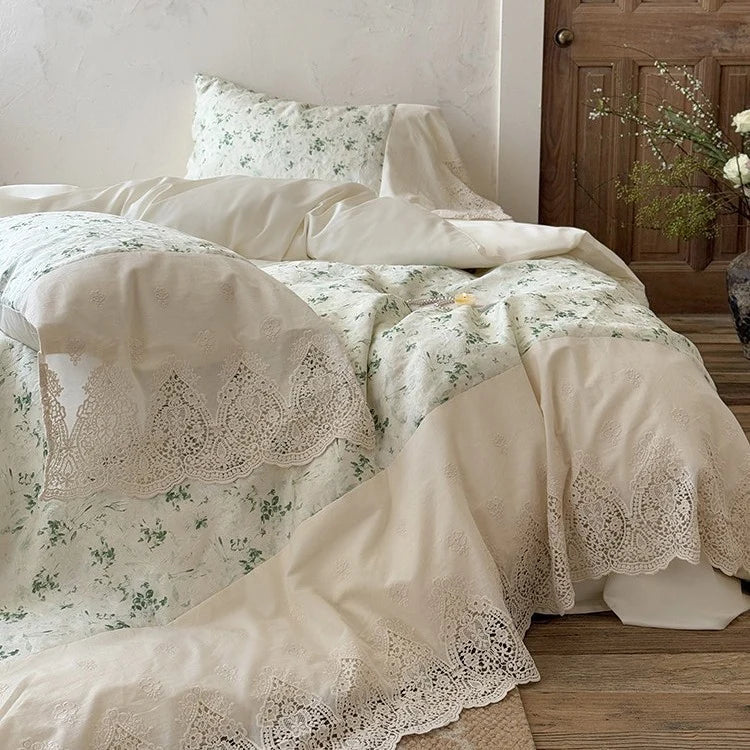 Bedding Set Cotton-Linen Stonewashed Floral Jacquard