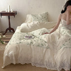 Bedding Set Cotton-Linen Stonewashed Floral Jacquard