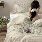Bedding Set Cotton-Linen Stonewashed Floral Jacquard