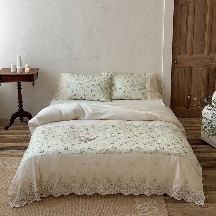 Bedding Set Cotton-Linen Stonewashed Floral Jacquard