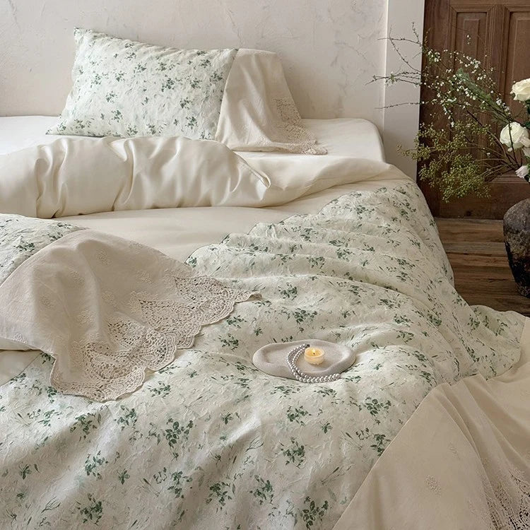 Bedding Set Cotton-Linen Stonewashed Floral Jacquard