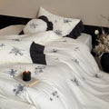 Bedding Set Cotton Muslin Rose Embroidery Breathable & Hypoallergenic