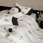 Bedding Set Cotton Muslin Rose Embroidery Breathable & Hypoallergenic