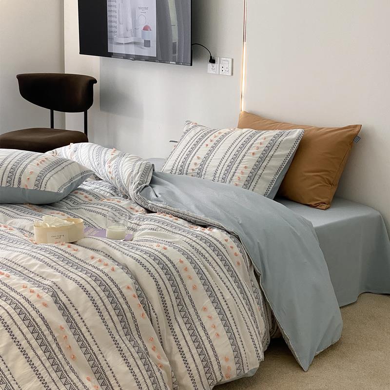 Bedding Set Cotton Percale Breathable Embroidered Dots